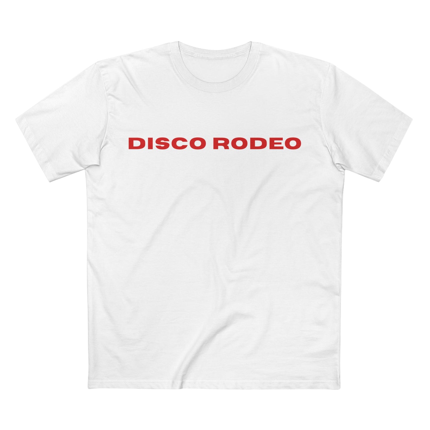 DISCO RODEO Red Edition natural tee mockup