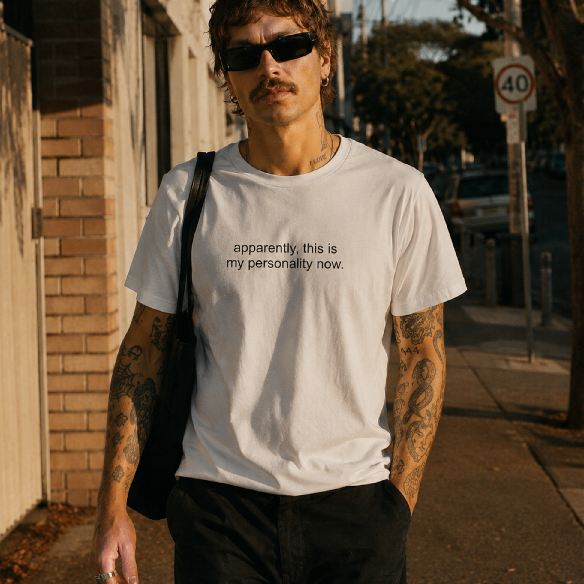APPARENTLY, THIS IS MY PERSONALITY NOW tee detail view